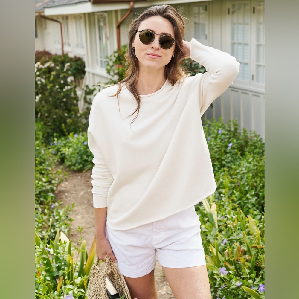Frank & Eileen Anna Long Sleeve Capelet Triple Fleece Vintage White S